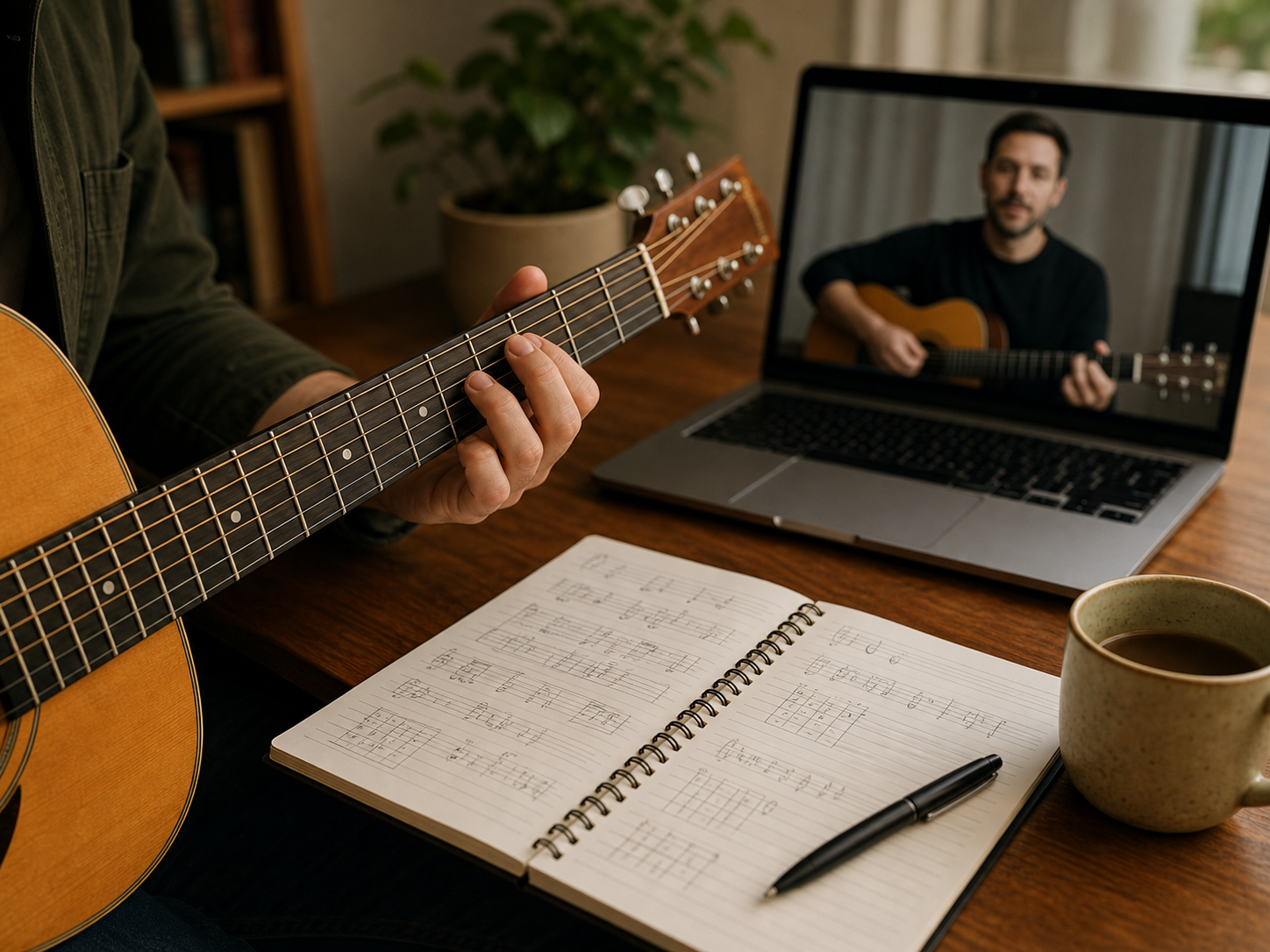 Carnet d’exercices, guitare et cours de guitare en ligne sur ordinateur